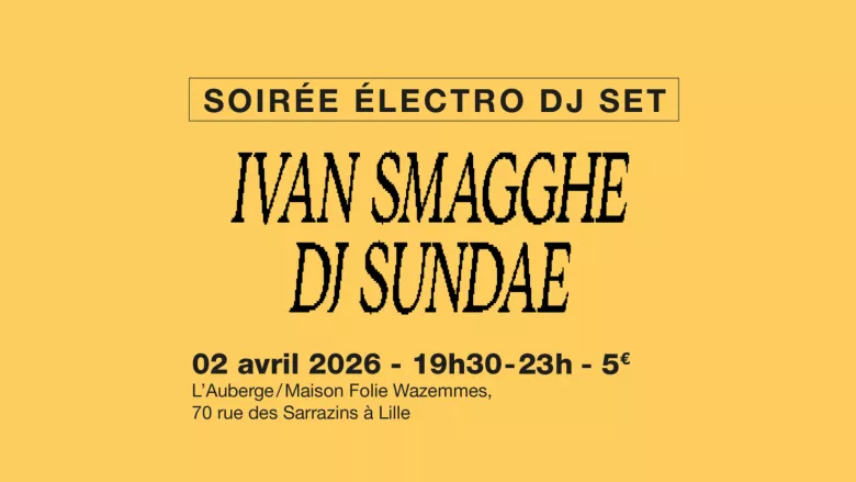 Fond jaune avec les informations du concert